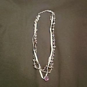 Layered 3 strand amethyst necklace